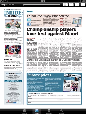 Скриншот из The Rugby Paper - Welsh Edition