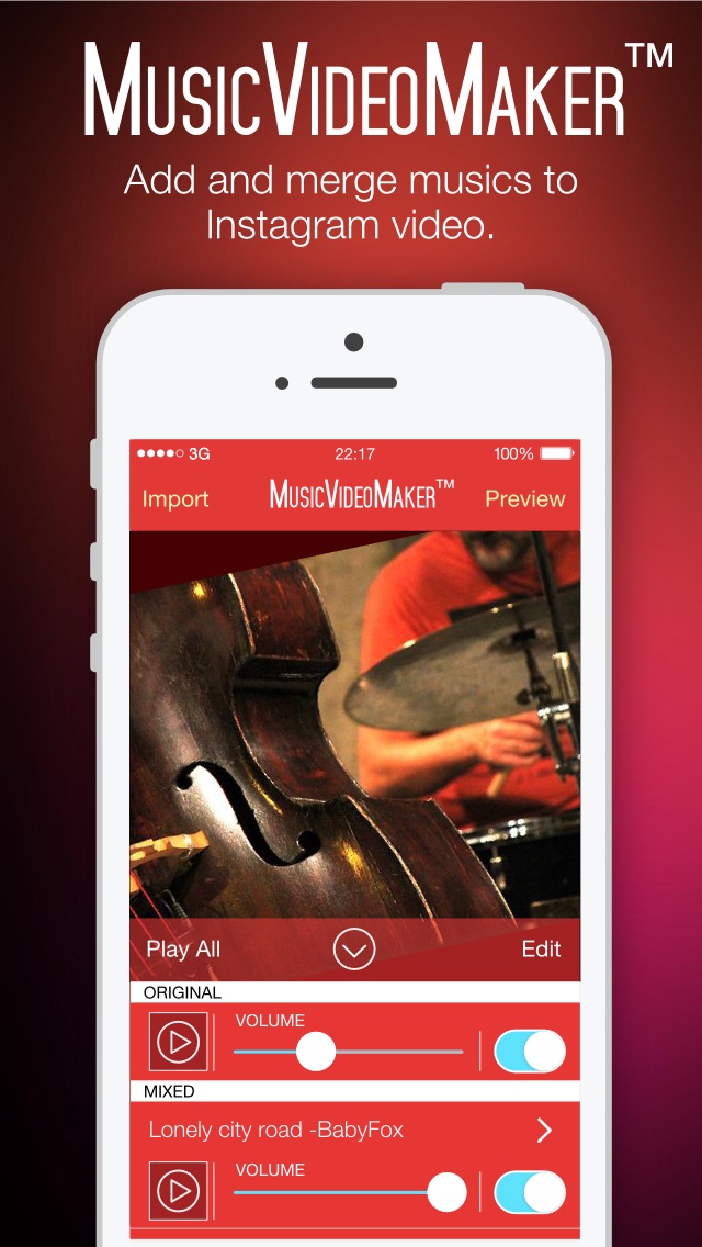 Screenshots of Music Video Maker Free - Add and Merge Background Musics to Videos for Instagram for iPhone