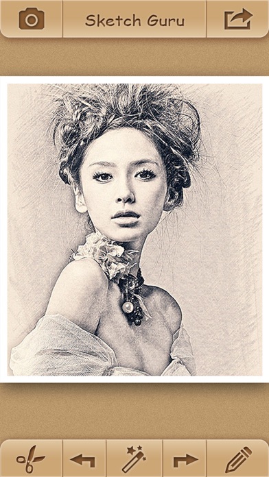 Screenshots of Sketch Guru HD - Portrait Photo Editor to add pencil & cartoon effects, texts, stickers on pic for iPhone