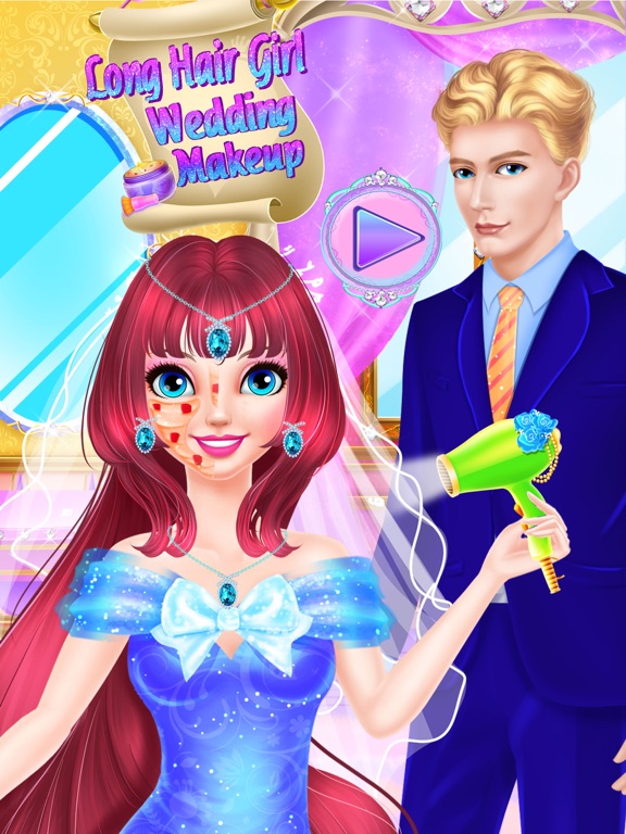 Длинные волосы принцессы Свадебный макияж на iPad