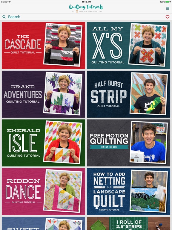 Screenshots of Quilting Tutorials by MSQC for iPad