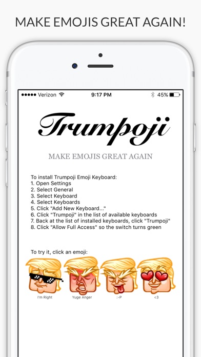 trumpoji donald trump emoji keyboard appaddict iphone screenshot
