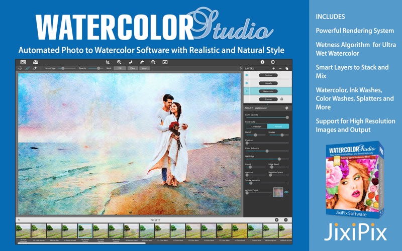 JixiPix Watercolor Studio Pro for Mac 1.4.17 破解版 水彩画图片绘制软件