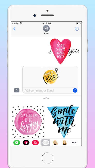 Watercolor Text Emoji Stickers review screenshots