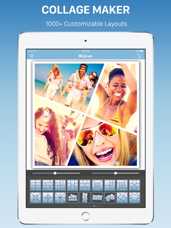 Screenshots of Mixgram - Photo Collage Maker, Picture Editor, Camera Layout.s & Sticker.s for iPad