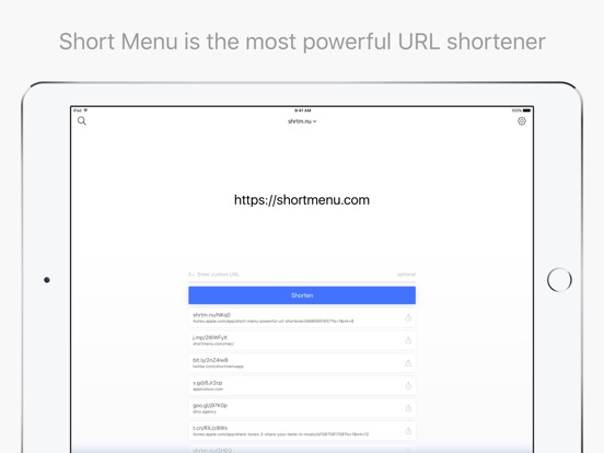 app short menu