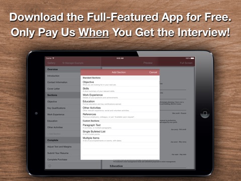 Screenshots of Resume Star: Pro CV Maker and Resume Designer with PDF Output to Help You Score that Job Interview and Advance your Career for iPad