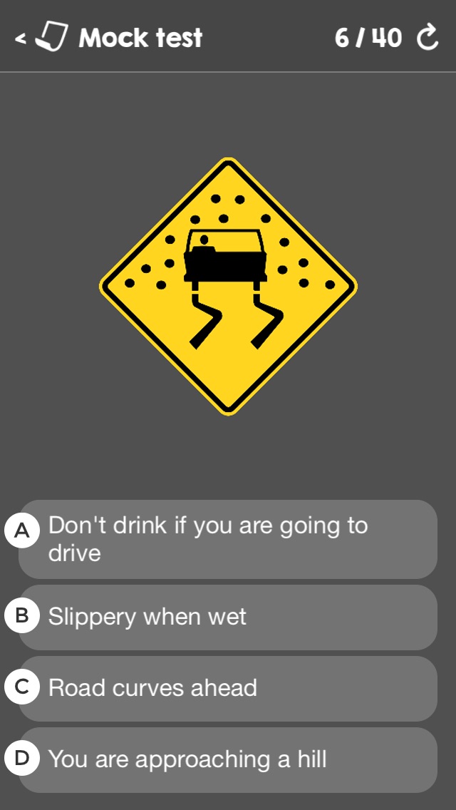 Screenshots of US Driving Knowledge Test Questions - Preparation for your Driver's License Written Exam - All States - DMV, DOL, or MVC - Free Drivers' Mock Tests for iPhone