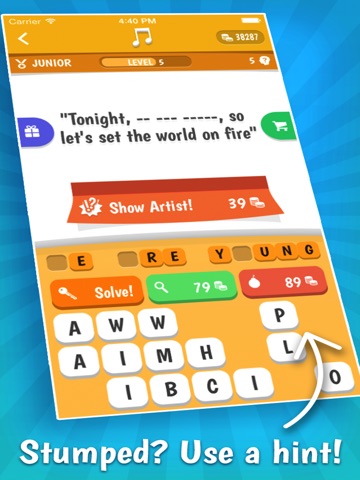 Screenshots of Song Quiz – The Free Lyric Guessing Game for iPad