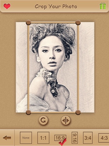 Screenshots of Sketch Guru HD - Portrait Photo Editor to add pencil & cartoon effects, texts, stickers on pic for iPad
