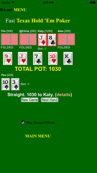 Screenshots of free Fast Poker Texas Hold 'Em - BA.net for iPhone