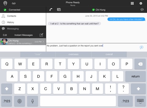 Скриншот из GENCom Unified Communications Client for iPad
