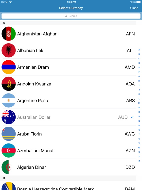 Global view live currency rates