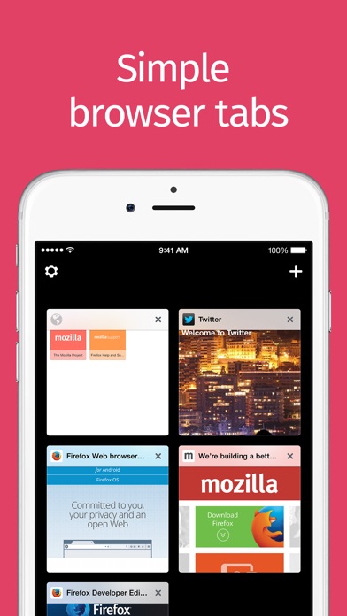 Screenshots of Firefox web browser for iPhone