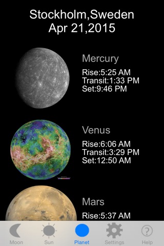 Moon Phase & Sun Rise/Set screenshot